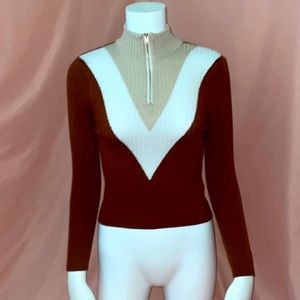 New Look, Brown to Cream ombre Pullover Sweater, size Medium